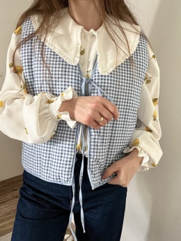 BLUZKA DAMSKA W CYTRYNY Z KOŁNIERZYKIEM