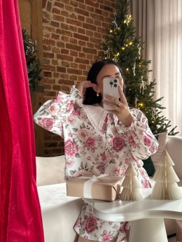 BLUZKA W KWIATY Z KOŁNIERZYKIEM ROSALINA DREAM