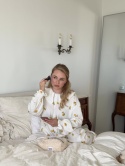 KOMPLET DOMOWY W CYTRYNY Z KOŁNIERZYKIEM SPODNIE