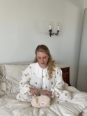KOMPLET DOMOWY W CYTRYNY Z KOŁNIERZYKIEM SPODNIE