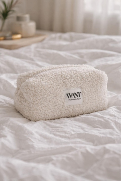 KOSMETYCZKA MIĘKKA BARANEK BIAŁA