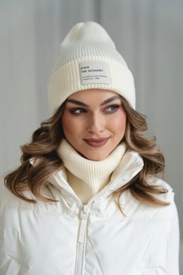 Komplet czapka i komin – 100% wełny merino “BRIGID NEW” – ECRU
