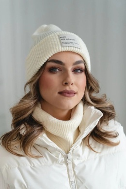 Komplet czapka i komin – 100% wełny merino “BRIGID NEW” – ECRU