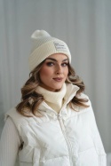 Komplet czapka i komin – 100% wełny merino “BRIGID NEW” – ECRU