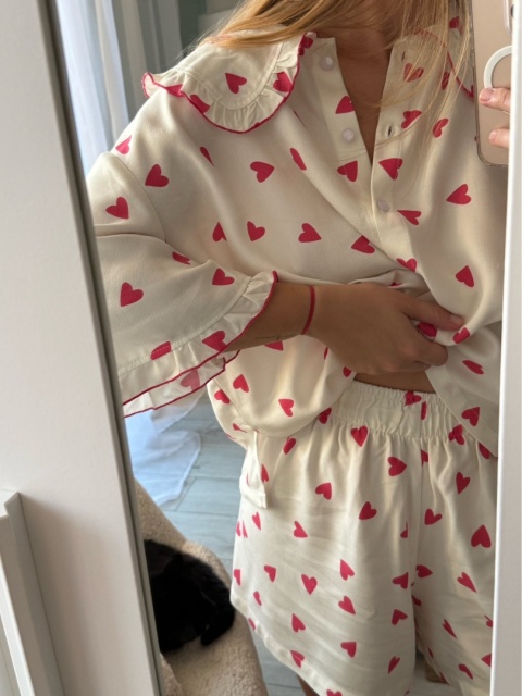 PIŻAMA DAMSKA Z FALBANKAMI SERDUSZKA WISKOZA