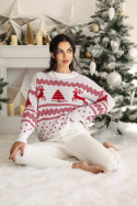 SWETER CHRISTMAS DEER BIAŁY/CZERWONY