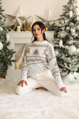 SWETER CHRISTMAS DEER BIAŁY/MOKKA