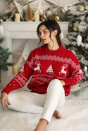 SWETER CHRISTMAS DEER CZERWONY/BIAŁY