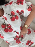 BLUZKA BIAŁA BAWEŁNIANA W POMIDORY Z BUFIASTYMI RĘKAWAMI TOMATO