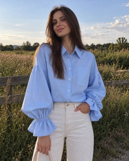 Bluzka damska RIVIERA oversize – bufiaste rękawy