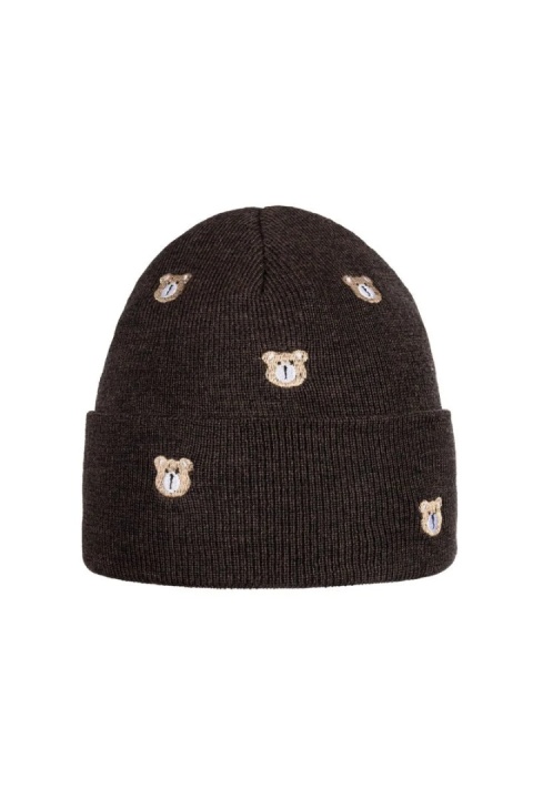 Czapka LITTLE BEAR - 100% wełny merino - brązowy