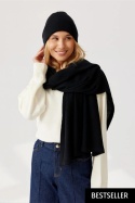 Czapka damska beanie z wełny merino 100% – czarna NAOMI