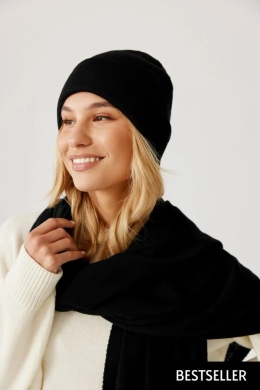 Czapka damska beanie z wełny merino 100% – czarna NAOMI