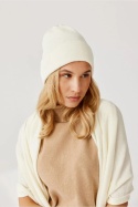 Czapka damska beanie z wełny merino 100% – ecru NAOMI