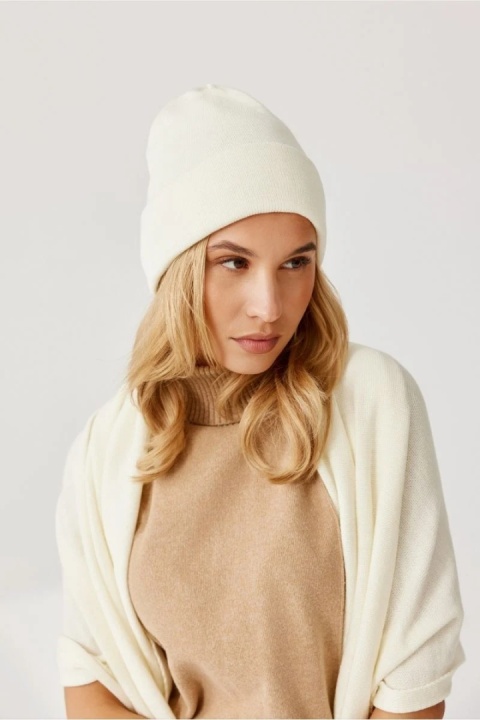Czapka damska beanie z wełny merino 100% – ecru NAOMI