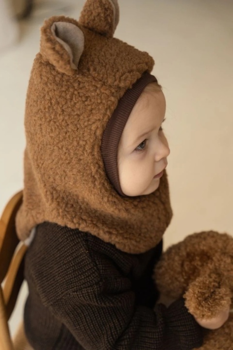 Kominiarka dziecięca YETI z wełny merino – camel