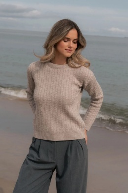 Sweter POLO – 100% wełny merino – beżowy