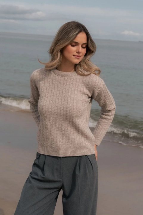 Sweter POLO – 100% wełny merino – beżowy