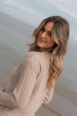 Sweter POLO – 100% wełny merino – beżowy
