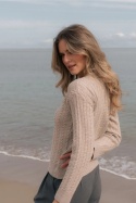 Sweter POLO – 100% wełny merino – beżowy